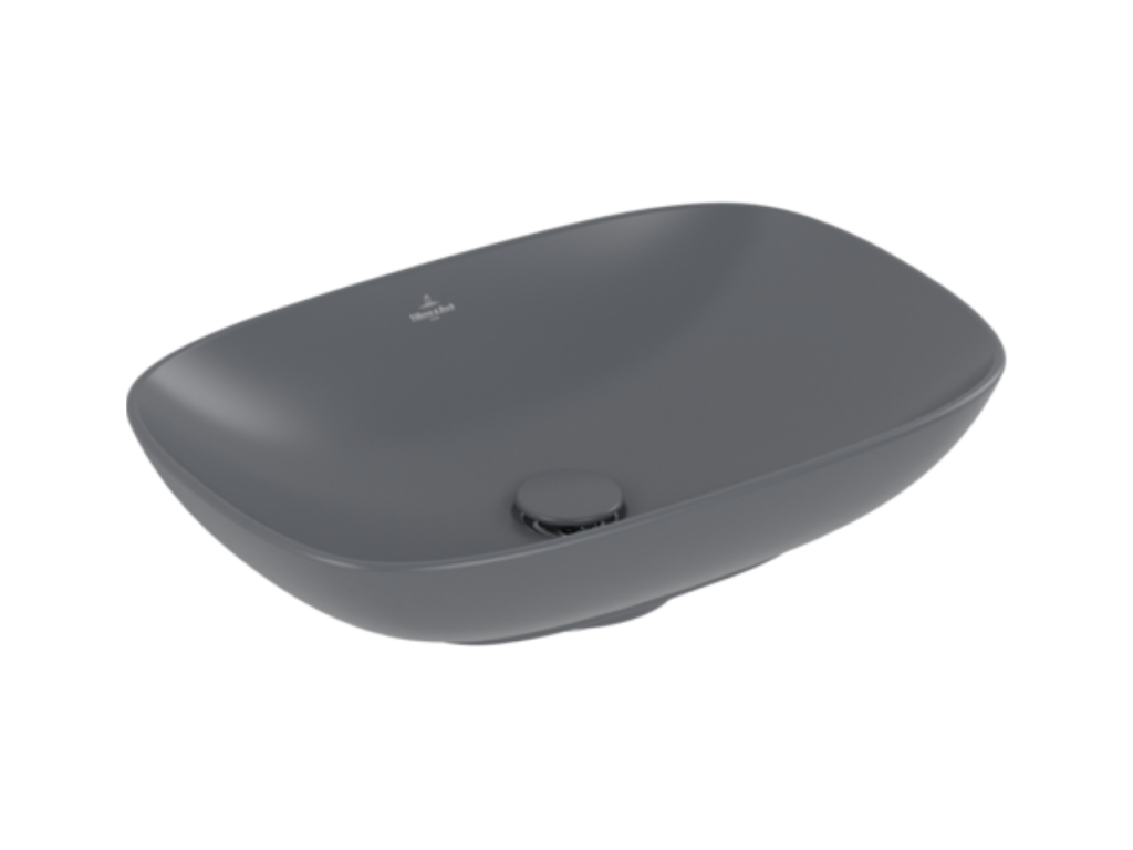 Vasque rectangle à poser Ventoriq ET BOCH Ventoriq and Friends non meulé 56x38 Graphite CeramicPlus sans trop plein FPVX80975