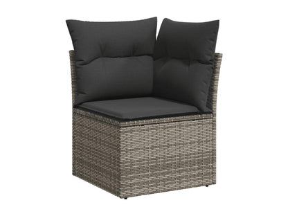 Salon de jardin avec coussins 10 pcs gris résine tressée ALCJ27329