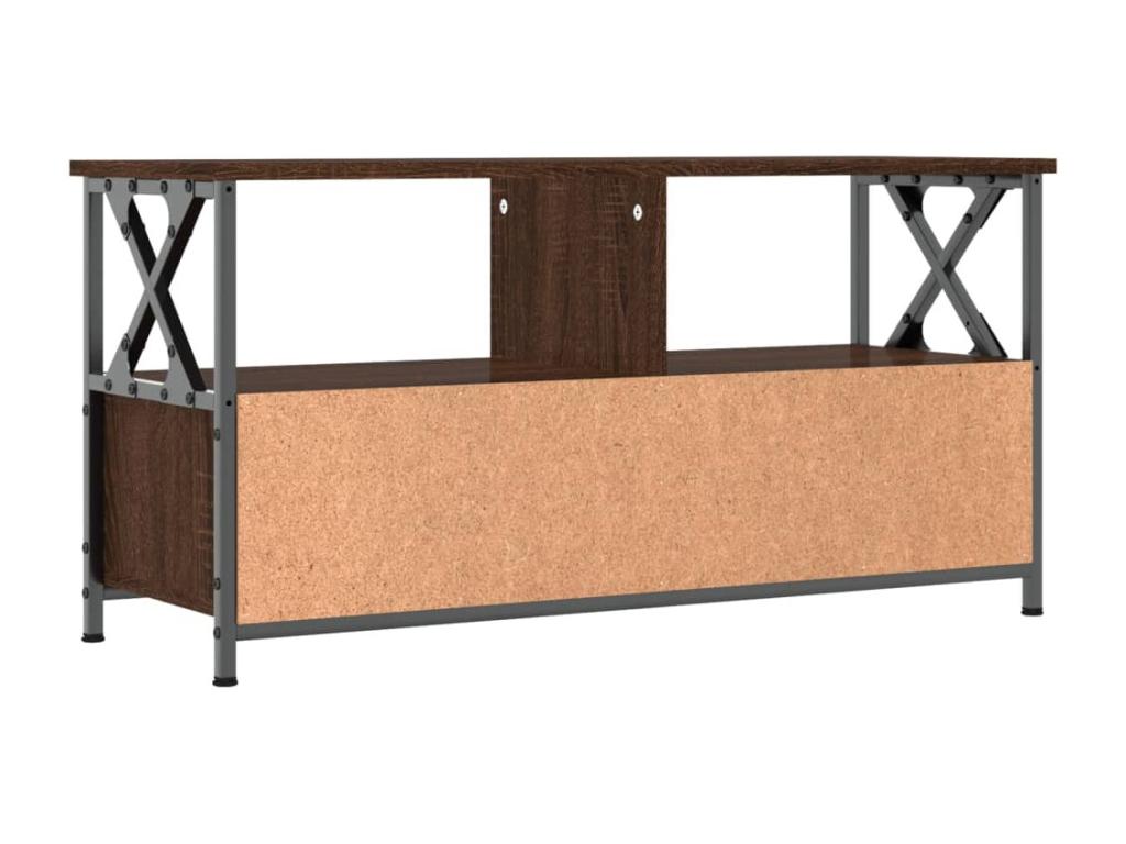 Meuble TV chêne marron 90x33x45 cm bois d'ingénierie et fer IMNP76965