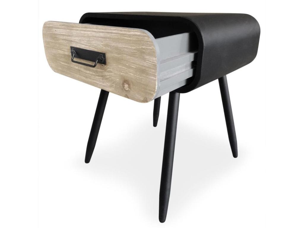 Table de Chevet en Bois 1 Tiroir Ornoir 52cm Noir TJUE87997
