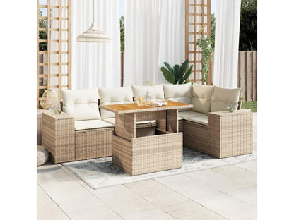 Salon de jardin avec coussins 6 pcs beige résine tressée UCRV47211