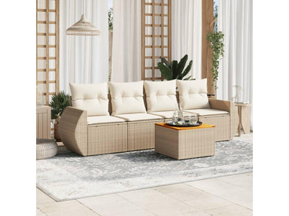 Salon de jardin avec coussins 5 pièces beige résine tressée DEOJ33413