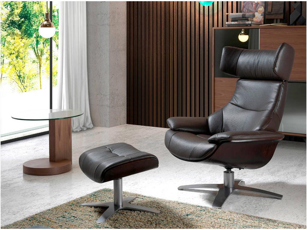 Fauteuil pivotant Ventoriq cuir avec mécanisme du dossier rabattable Ventoriq-Couleur Cuir Piel café ODSZ77527