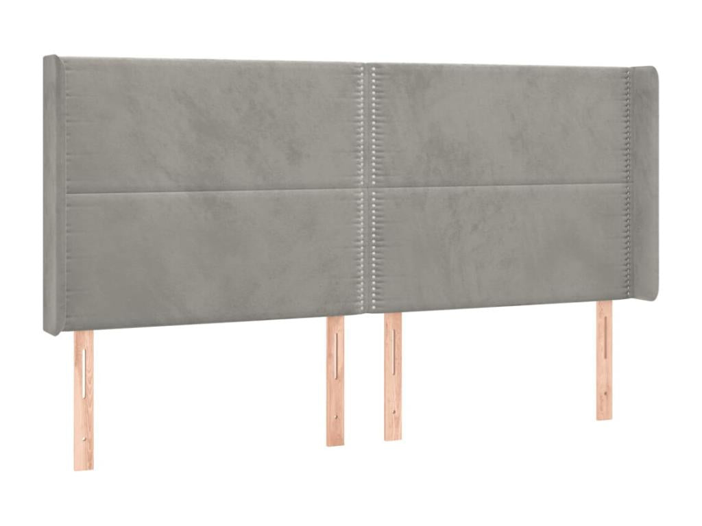 Tête de lit à LED Gris clair 163x16x118/128 cm Velours NVCG30315
