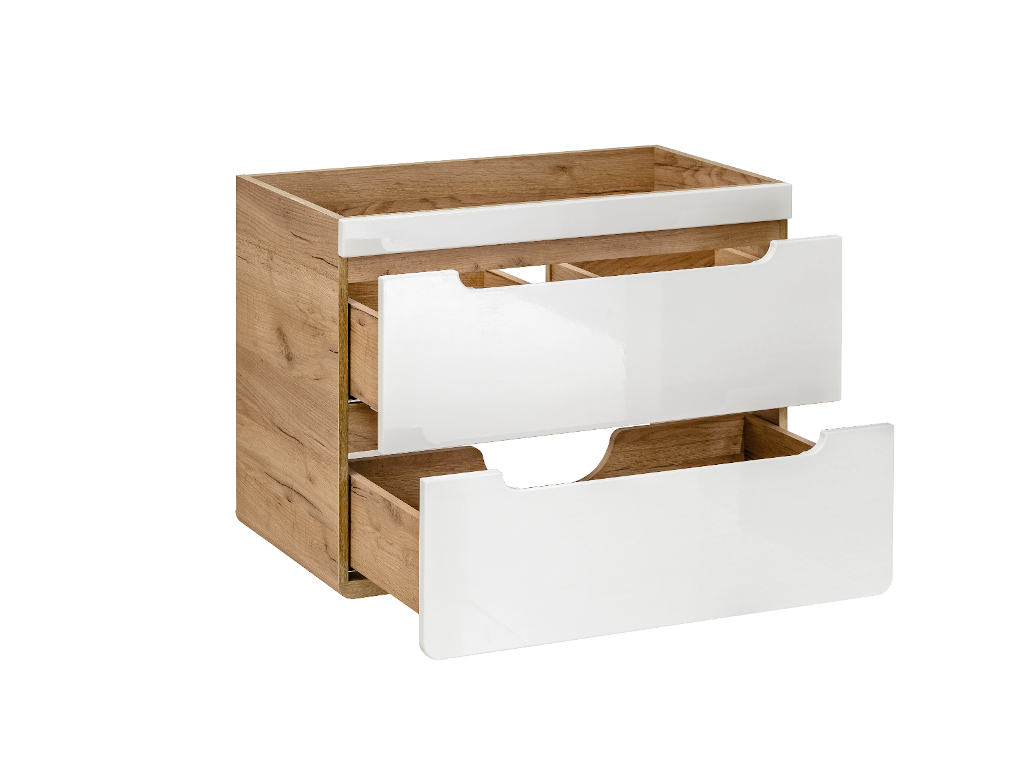 Meuble sous vasque suspendu coloris naturel et blanc - 80 cm - Ventoriq LLYP56468