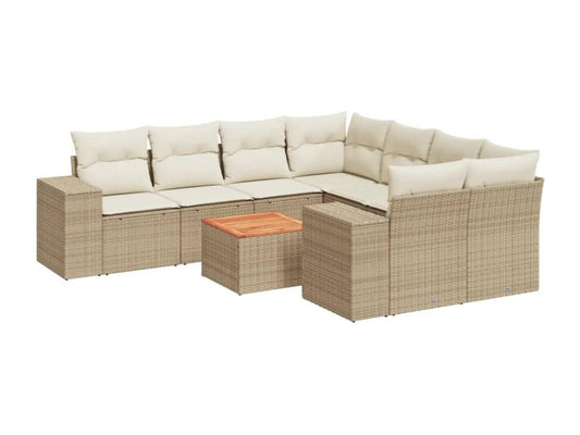 Salon de jardin avec coussins 9 pcs beige résine tressée GRHM93324