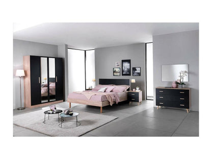 Ventoriq - Lit 160x200cm avec Tête de Lit Noire ZHCP03028