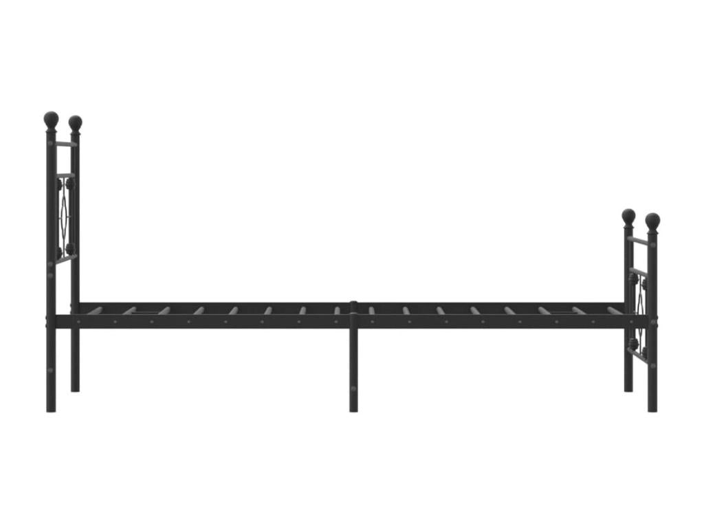 Cadre de lit métal avec tête de lit/pied de lit noir 75x190 cm WPPH22308