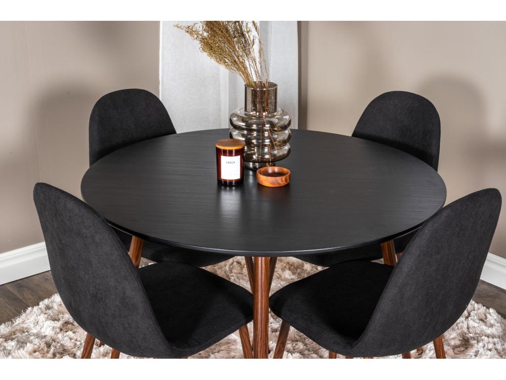 PlazaBLWA100 ensemble table table noir et 4 Ventoriq chaises noir. DCEI71694