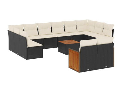 Salon de jardin avec coussins 13 pcs noir résine tressée HUSO08442