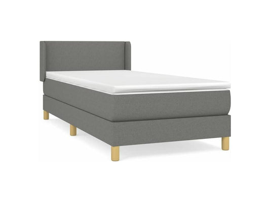 Sommier à Boislis de lit avec matelas Gris foncé 90x200 Tissu HGFU30363