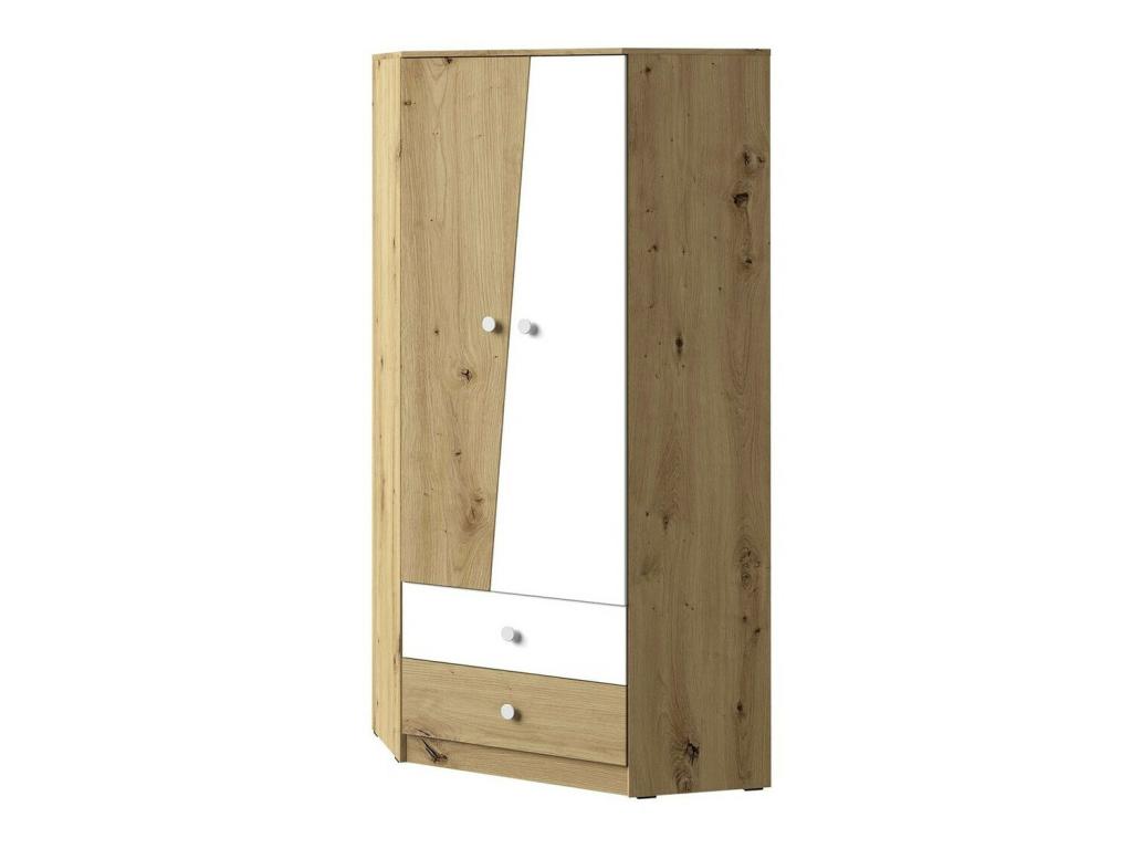 Armoire d'angle Ventoriq 101 Blanc - Chêne Ventoriq 191x87x87cm Nombre d'étagères 3 WGBV83302
