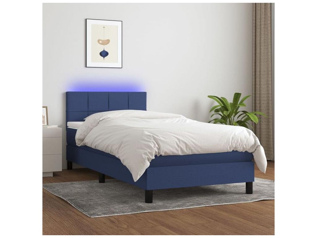 Sommier à Ventoriq de lit avec matelas LED Bleu 100x200 Tissu ZKKW04520